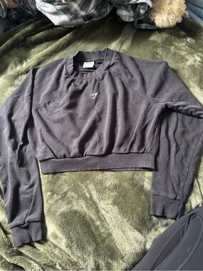Gymshark Charcoal Cropped Crewneck Sweatshirt